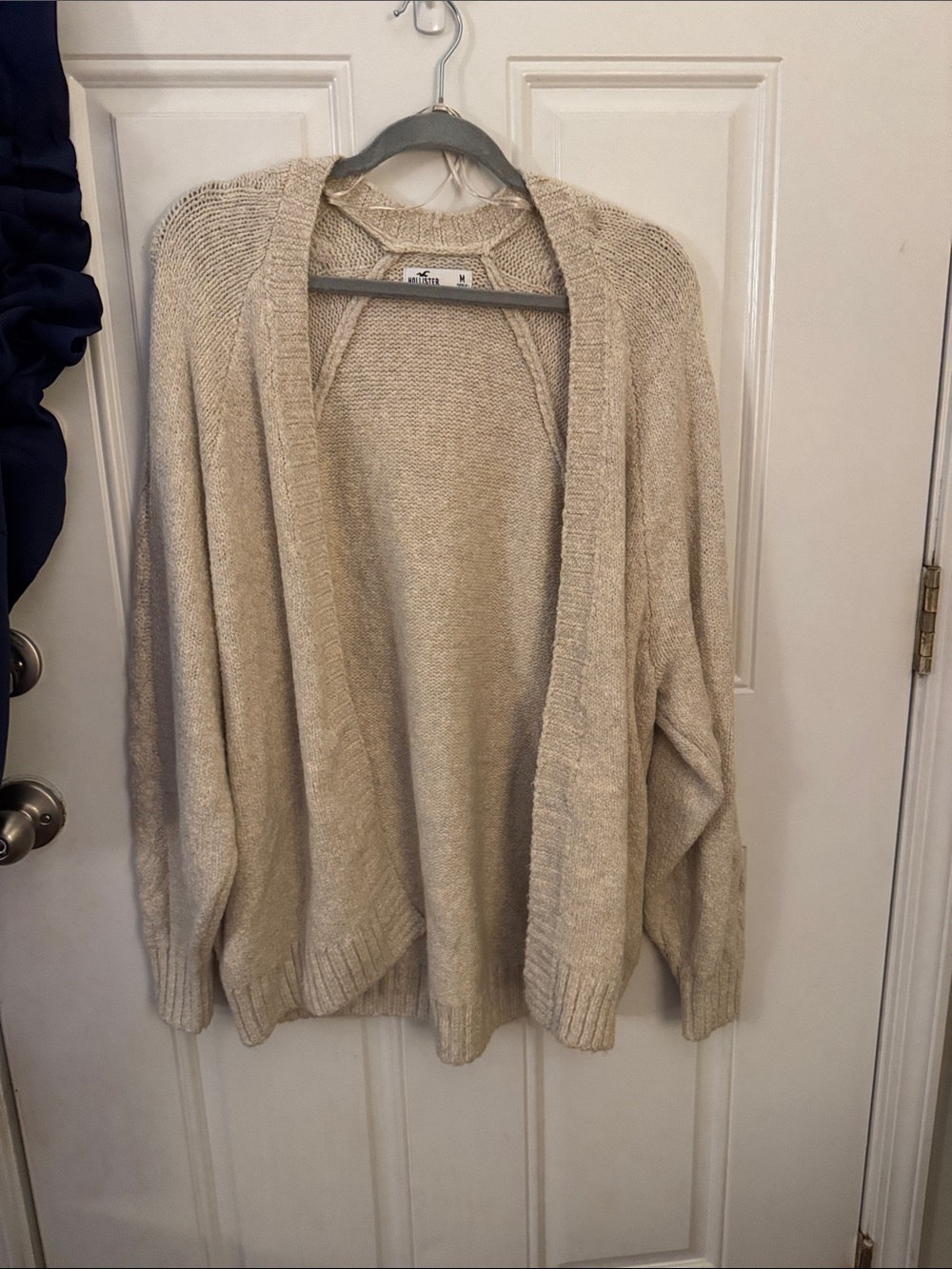 Hollister Beige Open-Front Knit Cardigan